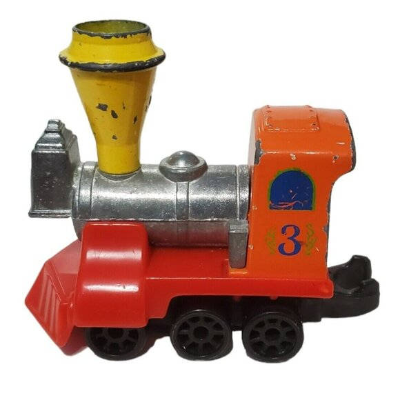 1980 My First Wheels Train Set Diecast 3 Rail Cars Engine Caboose Flat Bed VTG - Picture 6 of 16